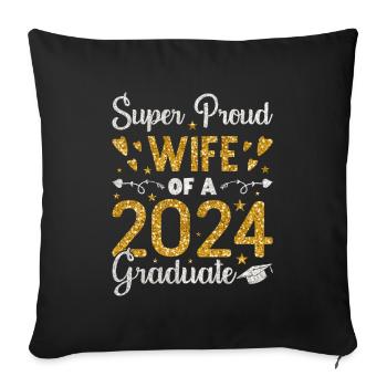 Fière épouse d’un étudiant diplômé de l’université 2024 - Housse de coussin décorative 45 x 45 cm - noir - Devant