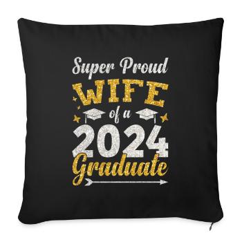 Fière épouse d’un étudiant diplômé de l’université 2024 - Housse de coussin décorative 45 x 45 cm - noir - Devant