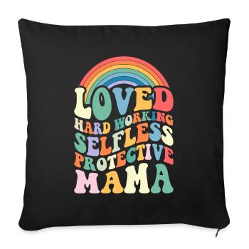 Maman Fête des Mères Aimée, altruiste, protectrice - Housse de coussin décorative 45 x 45 cm - noir - Devant