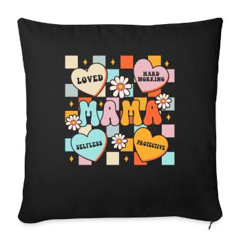 Maman Fête des Mères Aimée, altruiste, protectrice - Housse de coussin décorative 45 x 45 cm - noir - Devant