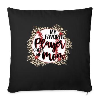 Ma joueuse préférée m’appelle maman baseball - Housse de coussin décorative 45 x 45 cm - noir - Devant