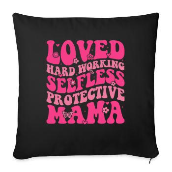 Maman Fête des mères aimée, altruiste, protectrice - Housse de coussin décorative 45 x 45 cm - noir - Devant