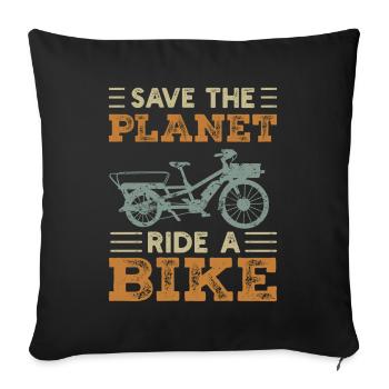 Save The Planet Cargo Bike Cargo Bike - Sofa pillowcase 17,3'' x 17,3'' (45 x 45 cm) - black - Front