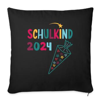 Start of school enrollment school child 2024 - Sofa pillowcase 17,3'' x 17,3'' (45 x 45 cm) - black - Front