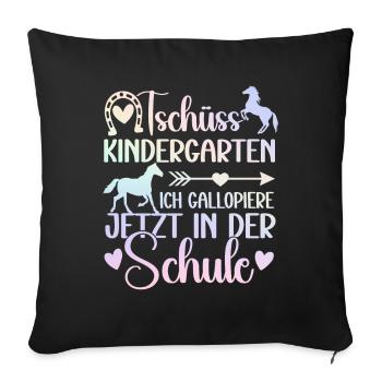 Schulkind 2024 Mädchen Pferd Einschulung 2024 Mädc - Sofakissenbezug 45 x 45 cm - Schwarz - Vorne