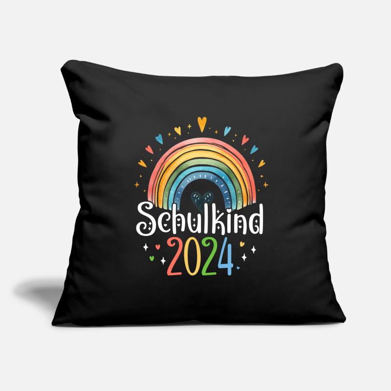 Schulkind 2024 Mädchen Regenbogen Einschulung 2024 Sofakissenbezug 45 x 45 cm