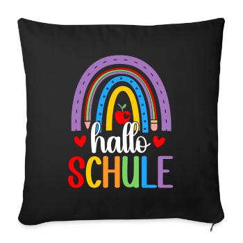 Schulkind 2024 Mädchen Regenbogen Einschulung 2024 - Sofakissenbezug 45 x 45 cm - Schwarz - Vorne