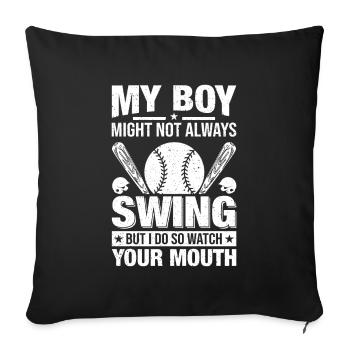 Baseball Mon garçon ne frappe pas toujours, moi - Housse de coussin décorative 45 x 45 cm - noir - Devant