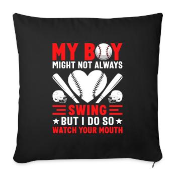 Baseball Mon garçon ne frappe pas toujours, je le fais - Housse de coussin décorative 45 x 45 cm - noir - Devant