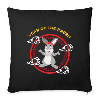 Year Of Rabbit Cute Kawaii Chinese New Year - Sofa pillowcase 17,3'' x 17,3'' (45 x 45 cm) - black - Front