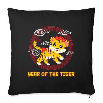 Cute Tiger Chinese Kawaii Chinese New Year - Sofa pillowcase 17,3'' x 17,3'' (45 x 45 cm) - black - Front
