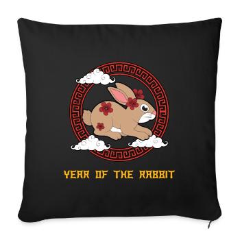 Year Of The Rabbit Cute Kawaii Chinese New Year - Sofa pillowcase 17,3'' x 17,3'' (45 x 45 cm) - black - Front