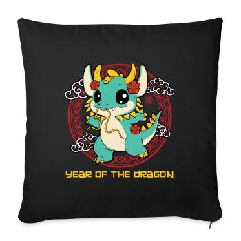 Year Of Dragon Cute Zodiac Kawaii New Year - Sofa pillowcase 17,3'' x 17,3'' (45 x 45 cm) - black - Front
