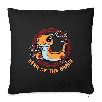 Year Of Snake Kawaii Zodiac Chinese New Year - Sofa pillowcase 17,3'' x 17,3'' (45 x 45 cm) - black - Front