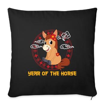 Year Of The Horse Cute Kawaii Chinese New Year - Sofa pillowcase 17,3'' x 17,3'' (45 x 45 cm) - black - Front