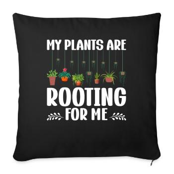 MY PLANTS ARE ROOTING FOR ME - Sofa pillowcase 17,3'' x 17,3'' (45 x 45 cm) - black - Front
