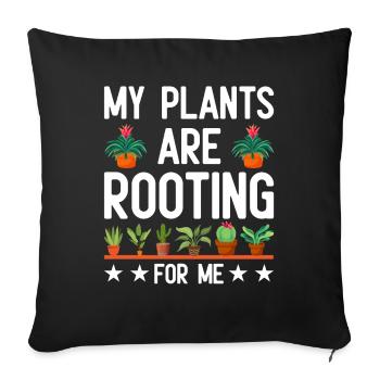 MY PLANTS ARE ROOTING FOR ME - Sofa pillowcase 17,3'' x 17,3'' (45 x 45 cm) - black - Front