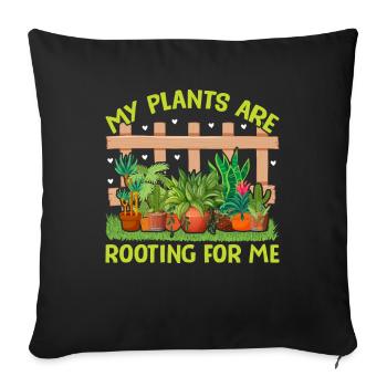MY PLANTS ARE ROOTING FOR ME - Sofa pillowcase 17,3'' x 17,3'' (45 x 45 cm) - black - Front