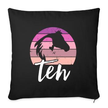 Geburtstag 10 Mädchen Pferd Reiten Stall Zehn 10 J - Sofakissenbezug 45 x 45 cm - Schwarz - Vorne