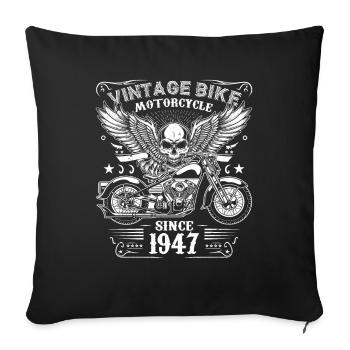 1947 Vintage Motorcycle Biker Birthday Born In 1947 - Sofa pillowcase 17,3'' x 17,3'' (45 x 45 cm) - black - Front