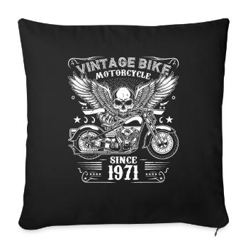 1971 Vintage Motorcycle Biker Birthday Born In 1971 - Sofa pillowcase 17,3'' x 17,3'' (45 x 45 cm) - black - Front