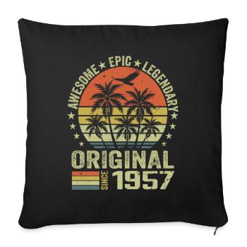 Fête D'anniversaire 1957 Millésime 1957 Rétro 1957 - Housse de coussin décorative 45 x 45 cm - noir - Devant