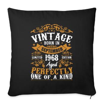 1968 September 1968 56th Anniversary Gift 1968 - Sofa pillowcase 17,3'' x 17,3'' (45 x 45 cm) - black - Front