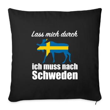 Lass mich durch ich muss nach Schweden Weiß Elch - Sofakissenbezug 45 x 45 cm - Schwarz - Vorne