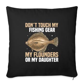 Plie de pêche ou de pêche à la ligne - Housse de coussin décorative 45 x 45 cm - noir - Devant
