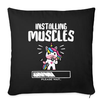 Funny Cute Unicorn Workout Gym Fitness Unicorn - Housse de coussin décorative 45 x 45 cm - noir - Devant