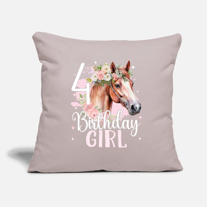 Geburtstag 4 Mädchen Pferd Reiten Stall Vier 4 Jah Sofakissenbezug 45 x 45 cm