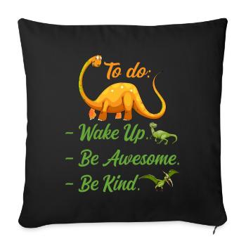 Boys Dino Kindness Wake Up Be Awesome Be Kind Kids - Housse de coussin décorative 45 x 45 cm - noir - Devant