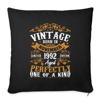 Vintage November 1992 Anniversary November 1992 - Sofa pillowcase 17,3'' x 17,3'' (45 x 45 cm) - black - Front