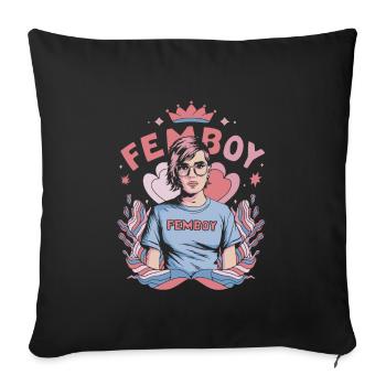 Femboy Pride Design –Gender Ladyboy Genderfluid - Sofa pillowcase 17,3'' x 17,3'' (45 x 45 cm) - black - Front