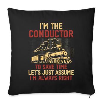 Cute Train Conductor Men Women Railway Train Lover - Housse de coussin décorative 45 x 45 cm - noir - Devant