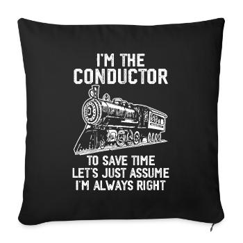 Cute Train Conductor Men Women Railway Train Lover - Housse de coussin décorative 45 x 45 cm - noir - Devant