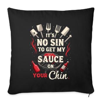 Funny BBQ Men Women Grilling Meat Smoking Barbecue - Housse de coussin décorative 45 x 45 cm - noir - Devant