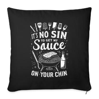 Funny BBQ Men Women Grilling Meat Smoking Barbecue - Housse de coussin décorative 45 x 45 cm - noir - Devant