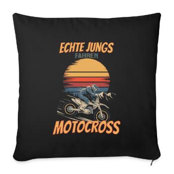 Motocross Dirt Bike Superbike Enduro Offroad Motor - Sofakissenbezug 45 x 45 cm - Schwarz - Vorne