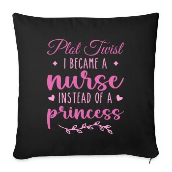 Nurse Not Princess Funny Nurse for Women, Girls - Housse de coussin décorative 45 x 45 cm - noir - Devant