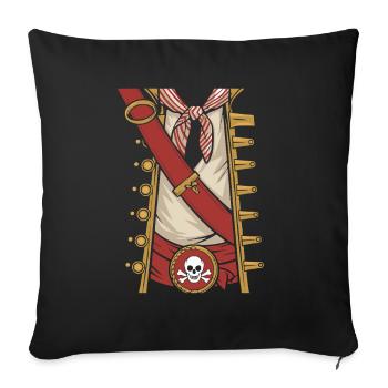 T-shirt déguisement de pirate pour garçons et hommes - Housse de coussin décorative 45 x 45 cm - noir - Devant