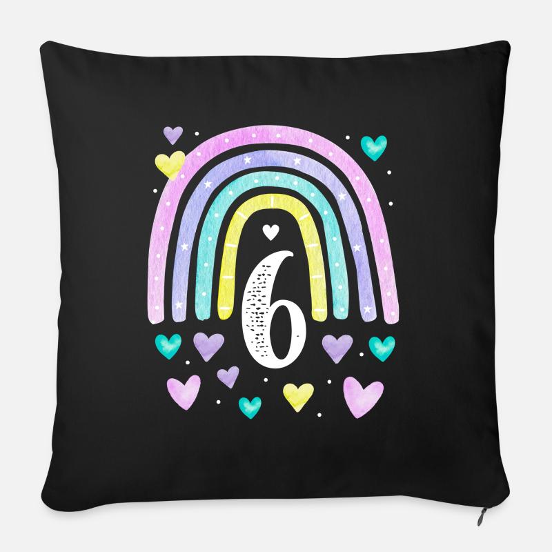 Geburtstag 6 Mädchen Regenbogen Sechs Party 6 - Sofakissenbezug 45 x 45 cm - Schwarz