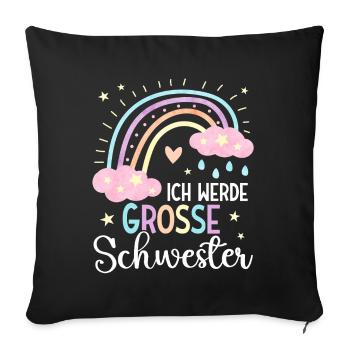 Big Sister Ich werde große Schwester 2025 - Sofakissenbezug 45 x 45 cm - Schwarz - Vorne
