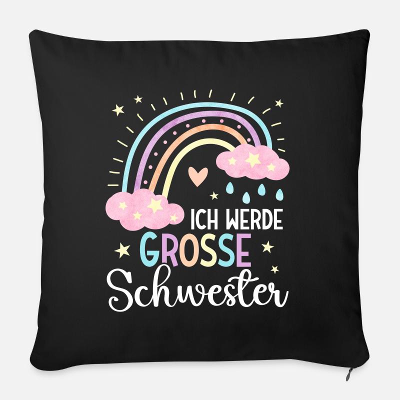 Big Sister Ich werde große Schwester 2025 - Sofakissenbezug 45 x 45 cm - Schwarz