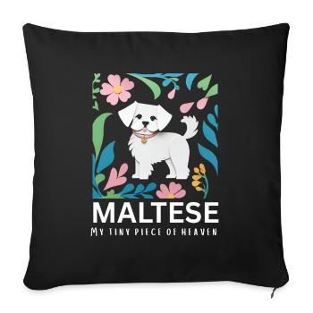 Tiny Piece of Heaven – Sweet Maltese Boho - Sofa pillowcase 17,3'' x 17,3'' (45 x 45 cm) - black - Front