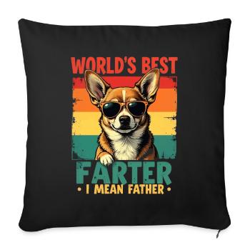 Worlds Best Farter Mean Father Fathers Day Dad Dog - Sofa pillowcase 17,3'' x 17,3'' (45 x 45 cm) - black - Front