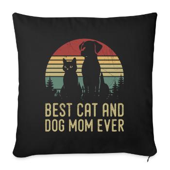 Retro Cat Dog Mom Cat Mama For mama Puppy Kitty - Housse de coussin décorative 45 x 45 cm - noir - Devant