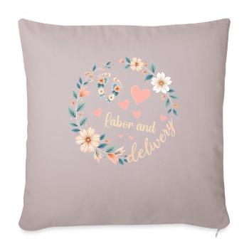 Funny Labor and Delivery Nurse Womens Retro Floral - Sofa pillowcase 17,3'' x 17,3'' (45 x 45 cm) - light taupe - Front