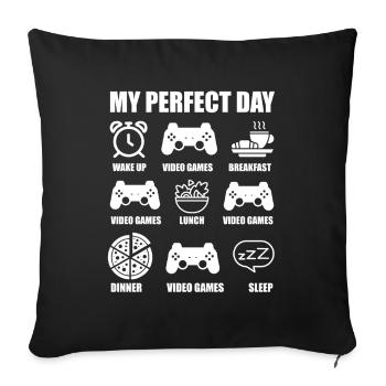 My perfect day - gamer - Housse de coussin décorative 45 x 45 cm - noir - Devant