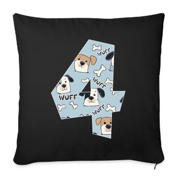 HUNDE NUMMER 4 JAHRE HUND 4. GEBURTSTAG - Sofakissenbezug 45 x 45 cm - Schwarz - Vorne
